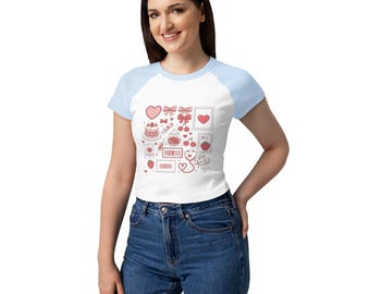 Nurse Valentine’s Day Baby Tee, Women’s Micro Rib Raglan Shirt, RN Heart Comfort Colors, Cute Pink Registered Nurse Gift