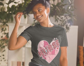 Retro Leopard Patchwork Heart Nurse T-Shirt, RN Gift