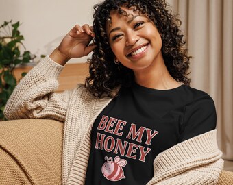 Relaxed Fit Graphic Tee, Bee Mine Women’s Sweatshirt, Positive Slogan Shirt