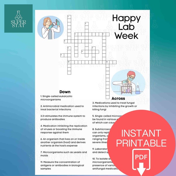 Printable Lab Week Game, Crossword Laboratory Week 2024, Lab is Everything, Microbiology, Medical Technologist, Lab Tech, Microbiologist