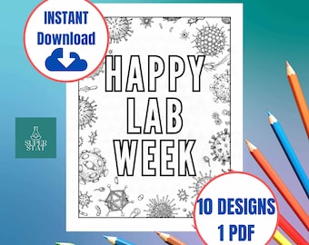 Afdrukbare Lab Week Game Digitale kleurplaat PDF Laboratoriumweek 2026 Instant Download Laboratoriumwaardering, Labverhaal, Pathologie Labweek