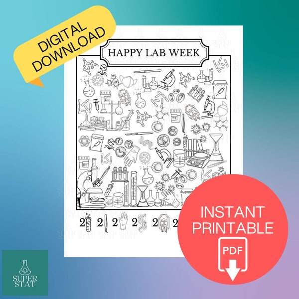 Printable Lab Week Game Digital Coloring Sheet Lab Week 2024 Laboratory Week Instant Download PDF Lab Appreciation, Histology, Phlebotomy MT
