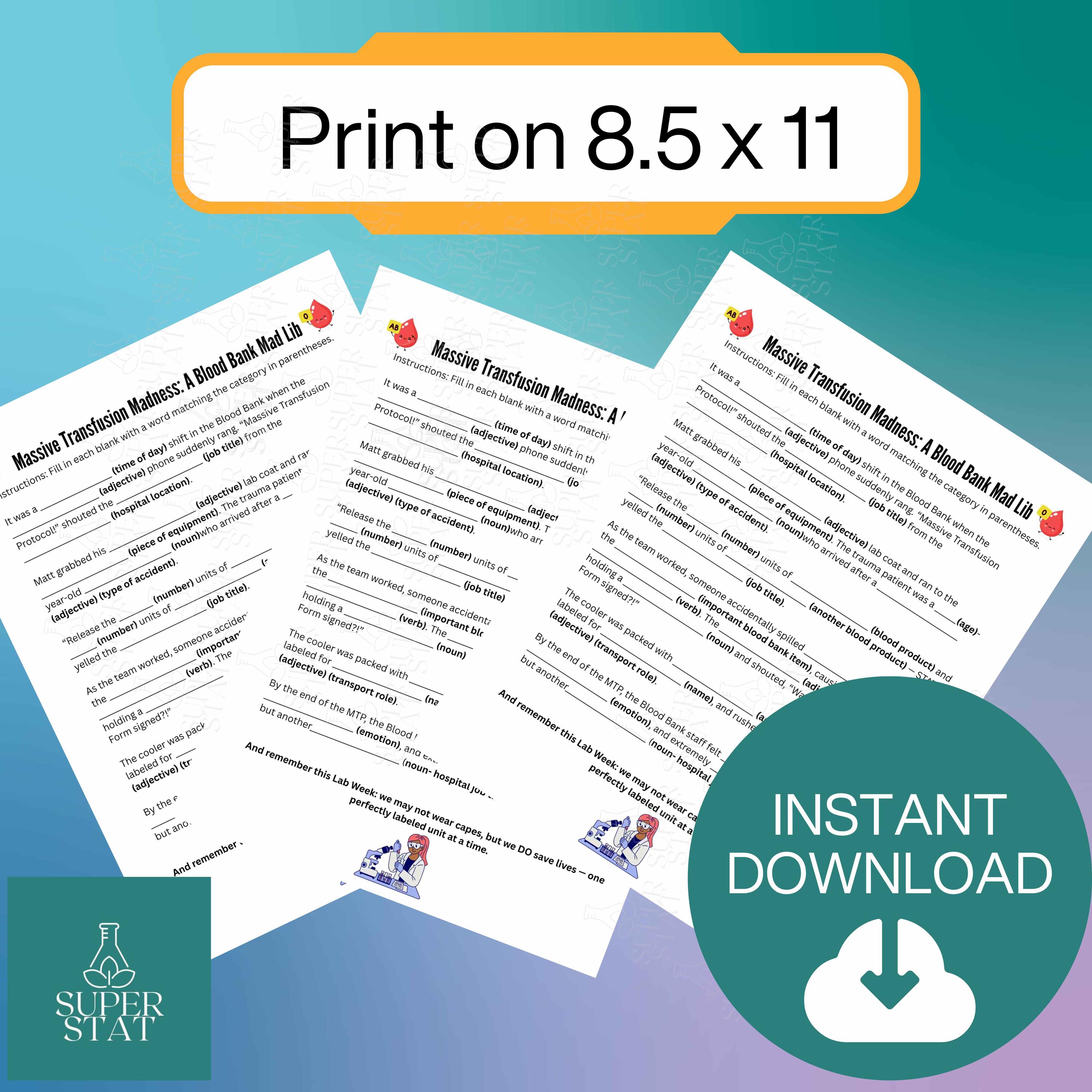 Lab Week 2026 Game Printable 2026 Laboratory Week Idea Lab Story Blood ...