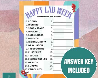 Lab Week 2026 Game Printable Blood Transfusion Service Word Scramble Laboratory Week 2026 Idea Lab Story, Blood Bank Lab Tech Gift