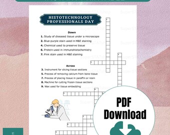 2026 Histotechnology Professional Day Crossword Printable Pathology Game Histology Technologist Ideas HLT Dermatology Mohs Tech Digital PDF