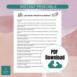 Juego de la Semana del Laboratorio 2026 Imprimible Decoración de la Semana de Agradecimiento a los Profesionales del Laboratorio Médico Historia de Laboratorio Divertida Descarga Instantánea PDF Digital