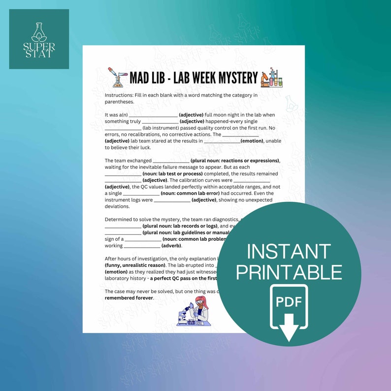 Lab Week 2026 Game Printable Laboratory Week Idea Lab Story ...