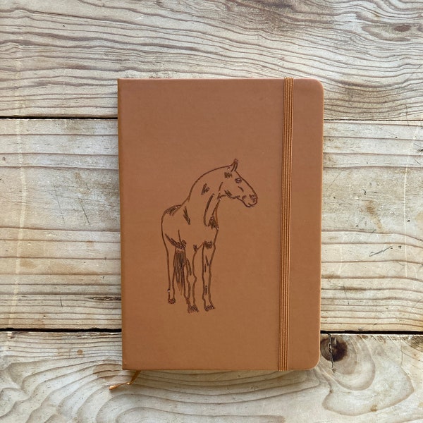 Lipizzaner Stallion Horse on Burnt Leather Notebook  // Horse notebook / Horse journal / Custom horse art / horse book / Custom horse art