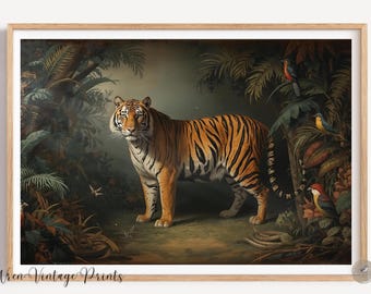 Stampe vintage di tigri del Bengala / Immagine digitale da parete / Opera d'arte di animali / Decorazione della fauna selvatica della giungla