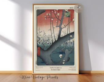 Public Domain Art | "The Plum Garden at Kameido Shrine" by Utagawa Hiroshige, 1857 | Vintage Japanese Art