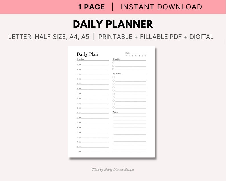 Daily to Do List for Work/ Personal Life, Printable & Digital ...