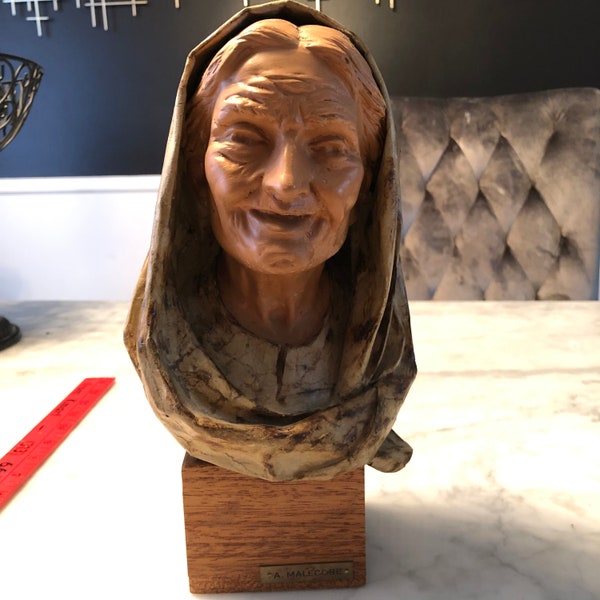 Older Women Bust la cartapesta From Lecce Italy By Antonio Malecore Paper Mache