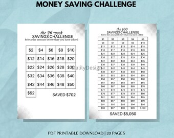 Geldbesparingsuitdaging afdrukbaar | Geldbesparende uitdaging PDF afdrukbaar| Direct downloaden Spaaruitdagingsbundel | Set van 20