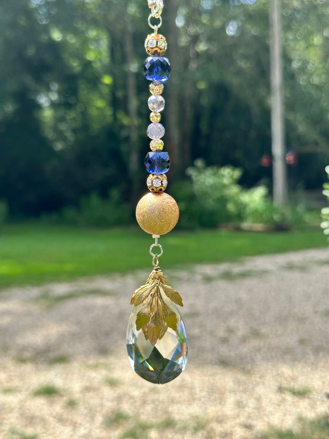 Purple and Gold Car Charms, Rear View Mirror Charms, Car Accessory, Car