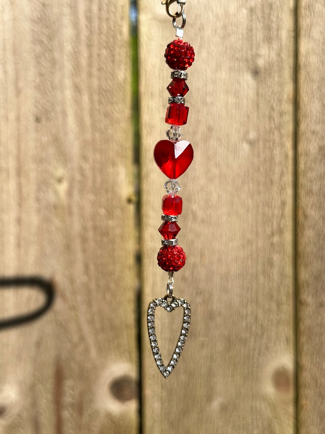 Sparkling Heart Charm, Rear View Mirror Charms, Car Accessory, Car