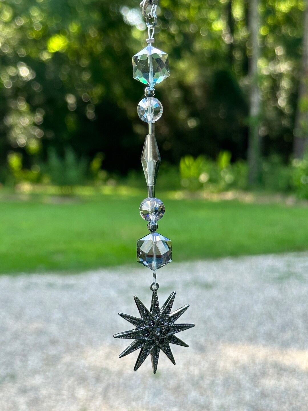 Black Crystal Star Car Charms Rear View Mirror Charms Car Etsy