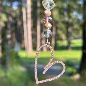 Breloque coeur, Pendentif coeur, Breloques pour rétroviseur, Breloque pour voiture, Accessoire de voiture, Attrape-soleil pour voiture, Bijoux pour voiture