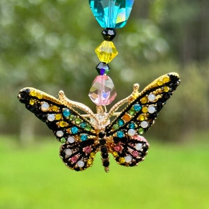 Crystal Butterfly Car Charm: Swarovski Rear View Mirror Suncatcher