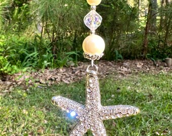 Starfish Car Charms, Rear View Mirror Charms, Car Accessory, Car Suncatcher, Car Jewels