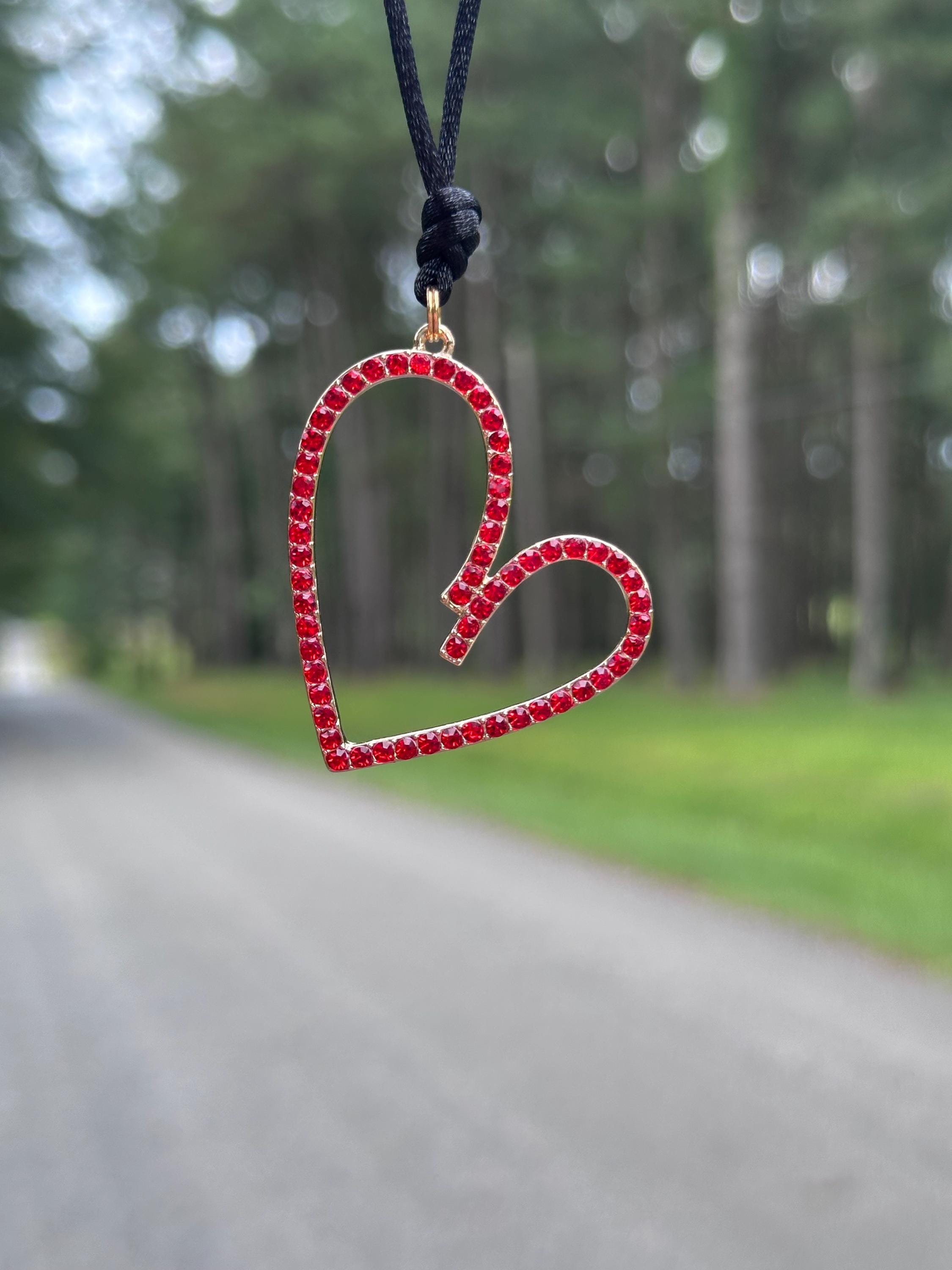 Rhinestone Heart Car Charm: Rear View Mirror Suncatcher - Etsy