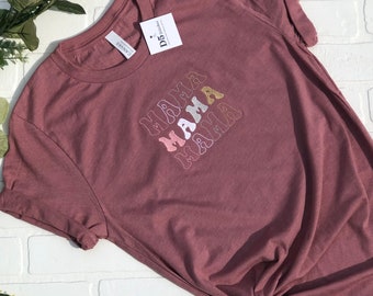 Mama Embroidered T-Shirt | Soft Bella Canvas Mother Gift