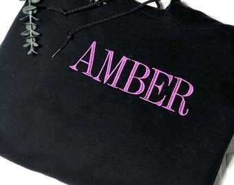 Embroidered Custom Name Hoodie, Unisex Personalized Gift
