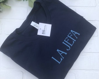 La Jefa Embroidery Shirt | Boss Mom Embroidered Unisex Tee