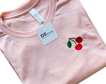 Embroidered Cherry T-shirt, Fruit Tee