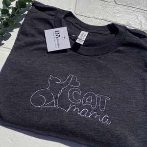 Cat Mom Embroidered Shirt | Unisex Embroidered Shirt | Cat Lovers Embroidered Crewneck Shirt