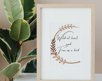 Wild and Free Boho Wandkunst Printable - Inspirierendes Zitat für Boho Home Decor
