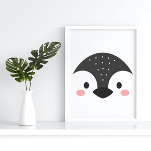 Printable Wall Art, Penguin printable, Penguin face print, Nursery decor, Nursery art, Penguin Nursery Print, Cute Penguin, gallery wall