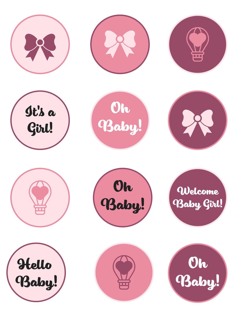 Pink Baby Shower Cake Toppers Baby Shower Cupcake Toppers Girl Baby