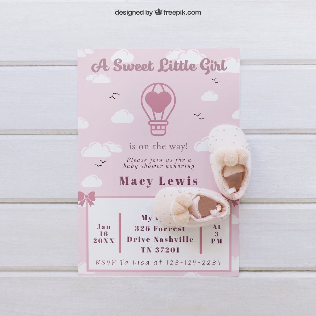 Soft Pink Baby Shower Invitation | Girls Baby Shower | Baby Shower Invitation Template | Digital ...