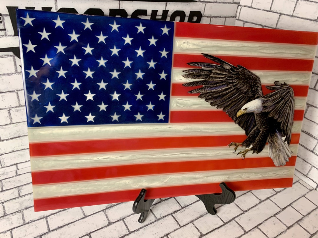 United States Flag With Bald Eagle Made Out of Resin - Etsy