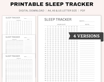 Printable Sleep Tracker, Sleep Diary, Sleep Chart, Sleep Journal, Daily Sleep Log, Sleep Record, Health Planner, A4, A5, US Letter Size