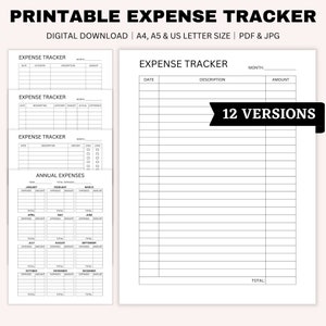Druckbare Ausgaben Tracker, Ausgaben Tracker, Small Business Template, Buchführung, Finanzplaner, A4, A5, US Letter Größe