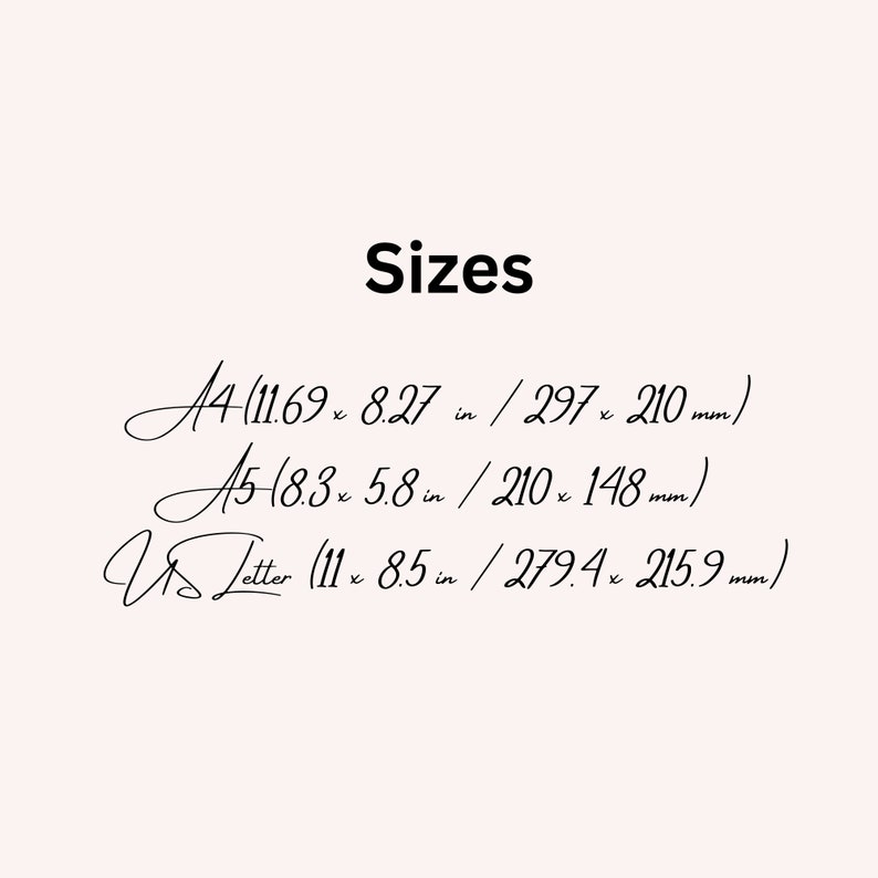 May include: A handwritten chart showing the standard paper sizes A4, A5, and US Letter in inches and millimetres. A4 is 11.69 x 8.27 inches or 297 x 210 millimetres. A5 is 8.3 x 5.8 inches or 210 x 148 millimetres. US Letter is 11 x 8.5 inches or 279.4 x 215.9 millimetres.