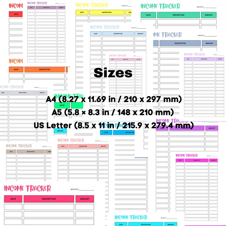 Printable Income Tracker, Monthly Budget Income Sheet, Finance Planer, Money Making Planner ...