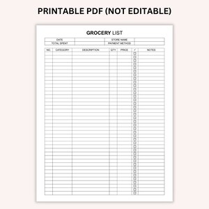 Editable Grocery List, Printable Grocery Planner, Food Shopping List ...