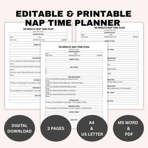 Può includere: Pianificatore del tempo di riposo modificabile e stampabile con piani da 30, 60 e 90 minuti. Include sezioni per i dettagli della sessione, la concentrazione, le attività e la suddivisione del tempo. Disponibile per il download digitale.