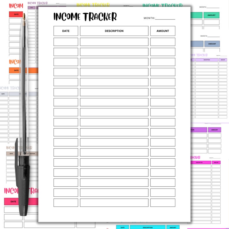 Printable Income Tracker, Monthly Budget Income Sheet, Finance Planer, Money Making Planner ...