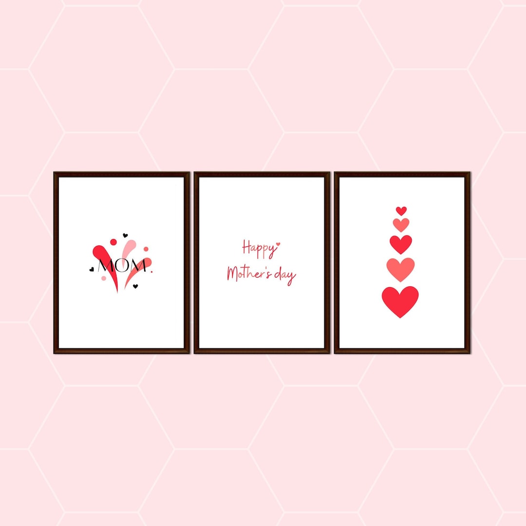 Printable Mothers Day Wall Art, Happy Mothers Day Décor, Heart Print