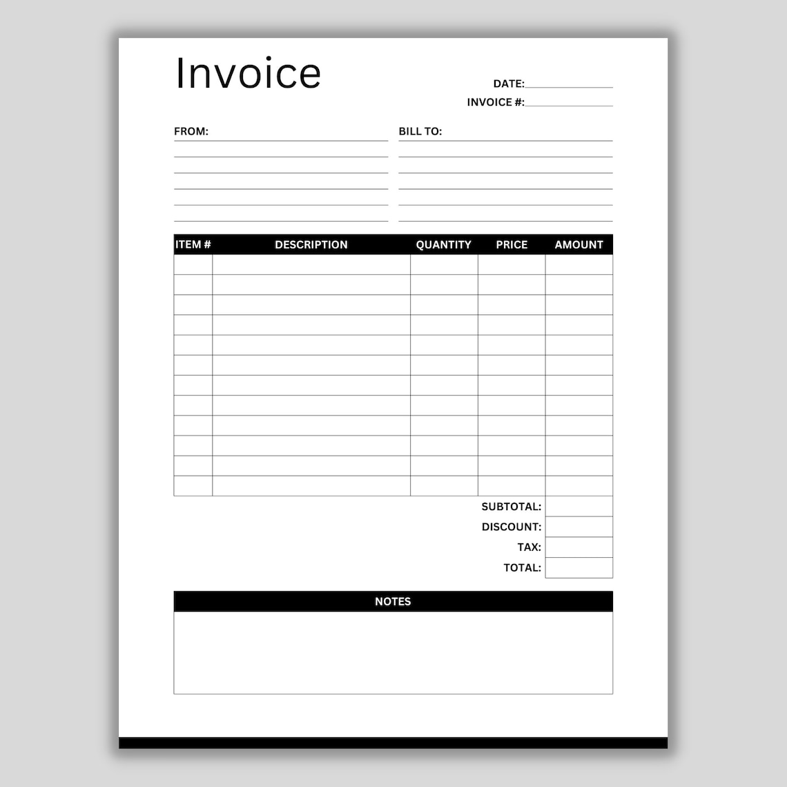 Printable Invoice, Small Business Template, Invoice Template, Payment ...