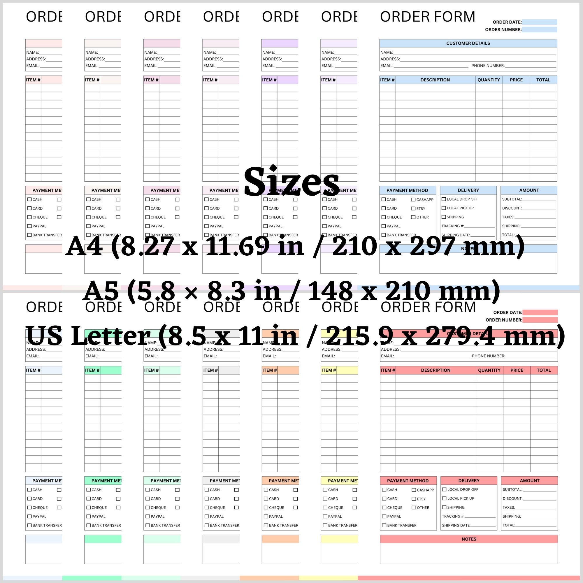 Printable Order Form, Small Business Template, Billing Form, Sales ...