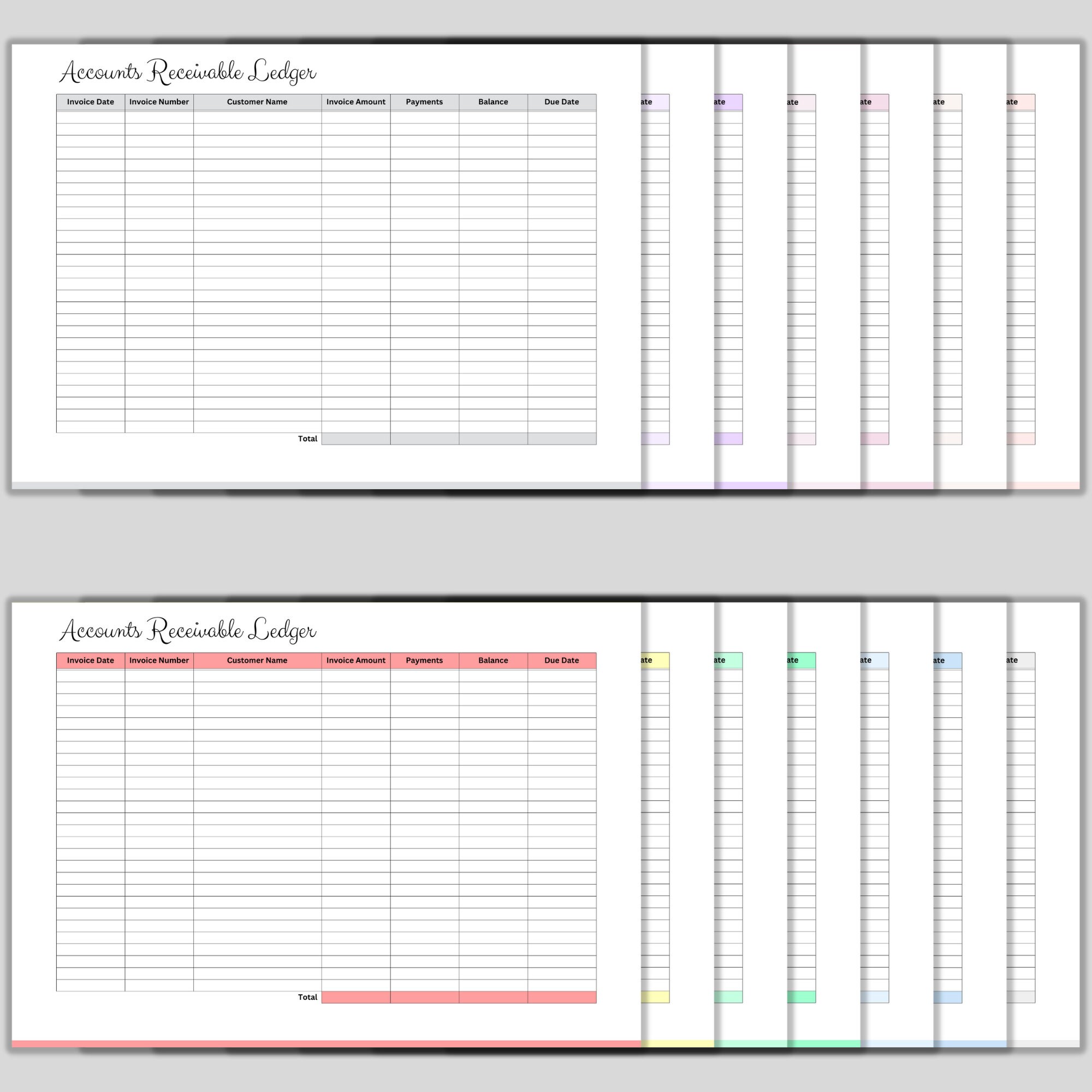Printable Accounts Receivable Ledger, Small Business Template ...
