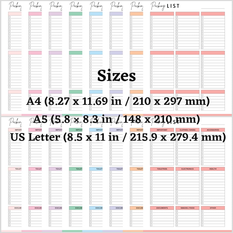 Printable Packing List, Blank Packing List, Vacation Packing List ...
