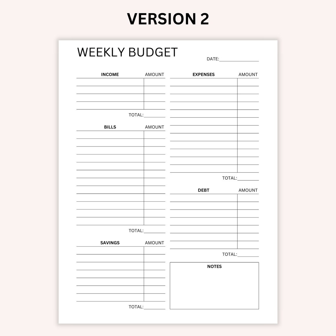 Weekly Balance Check Planner Printable Weekly Budget, Paycheck Tracker, Bi-weekly Budget Planner ...
