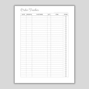 Printable Order Tracker, Order Log, Small Business Template, Financial ...