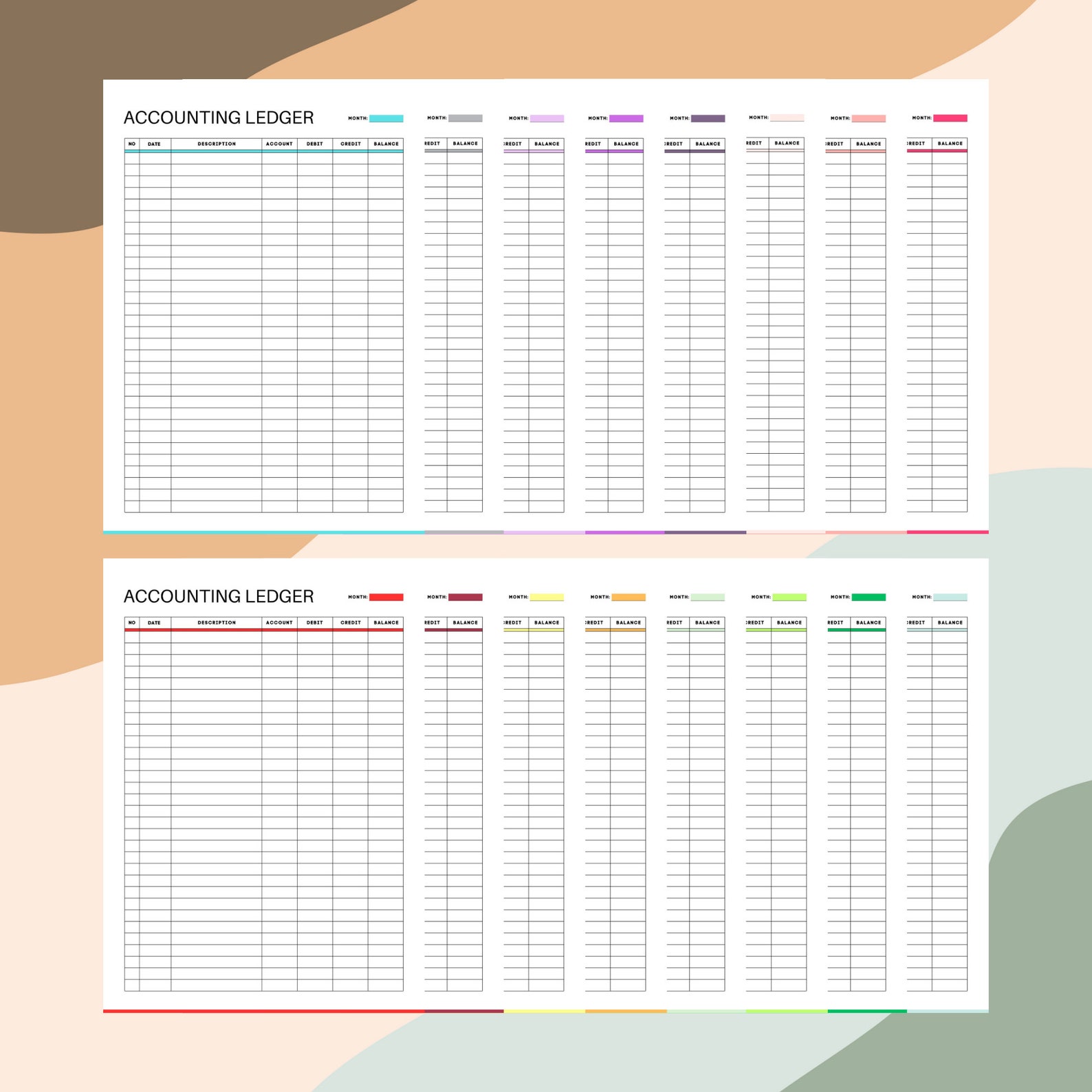 Printable Accounting Ledger, Log for Credits and Debits, General Ledger ...