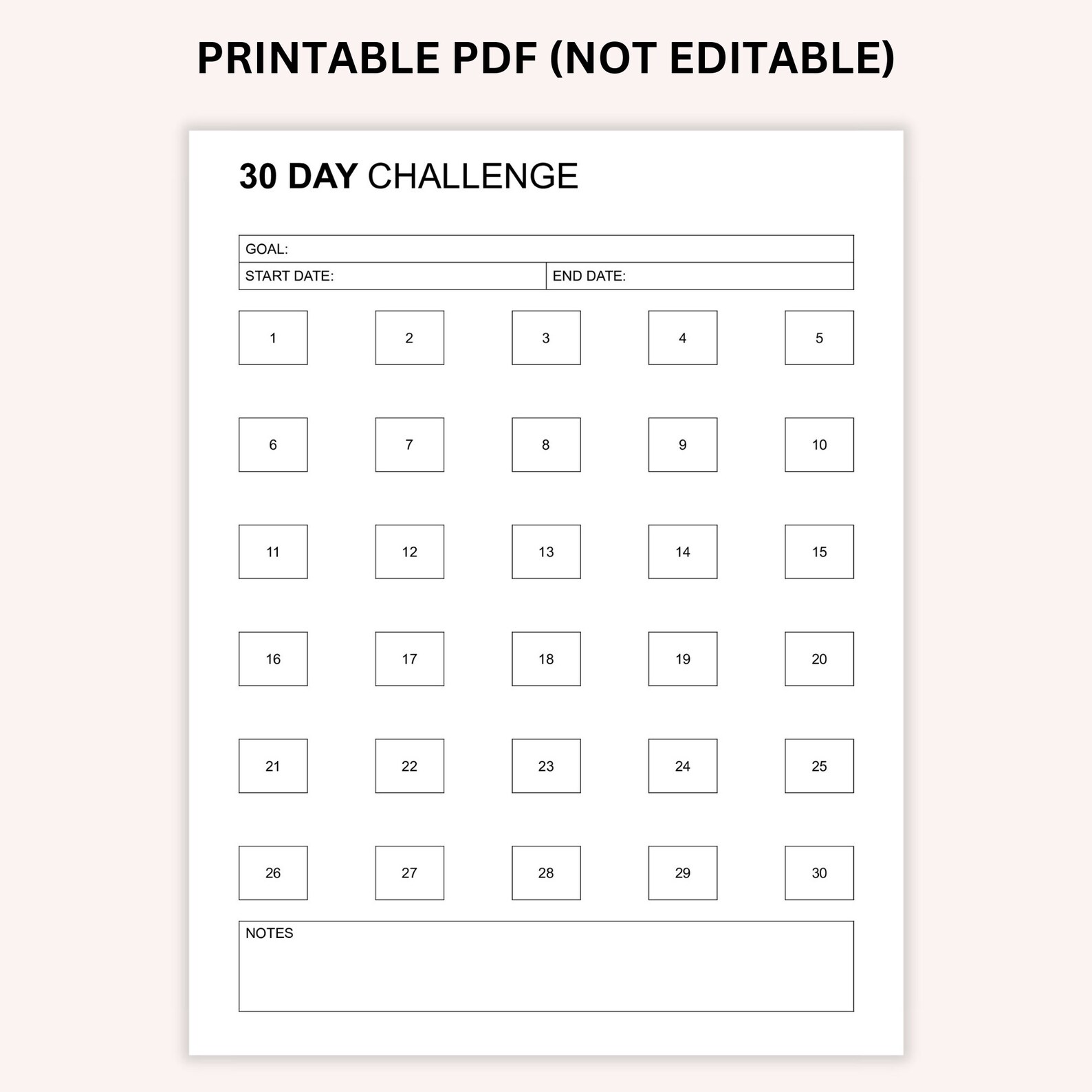 Editable 30 Day Challenge Tracker, 30 Day Goal Progress Tracker ...